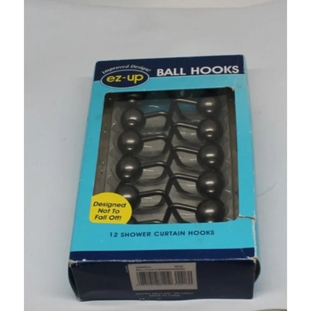 EZ-UP Metal Ball Shower Curtain Bronze Hook Rings Set of 12 NEW IN BOX